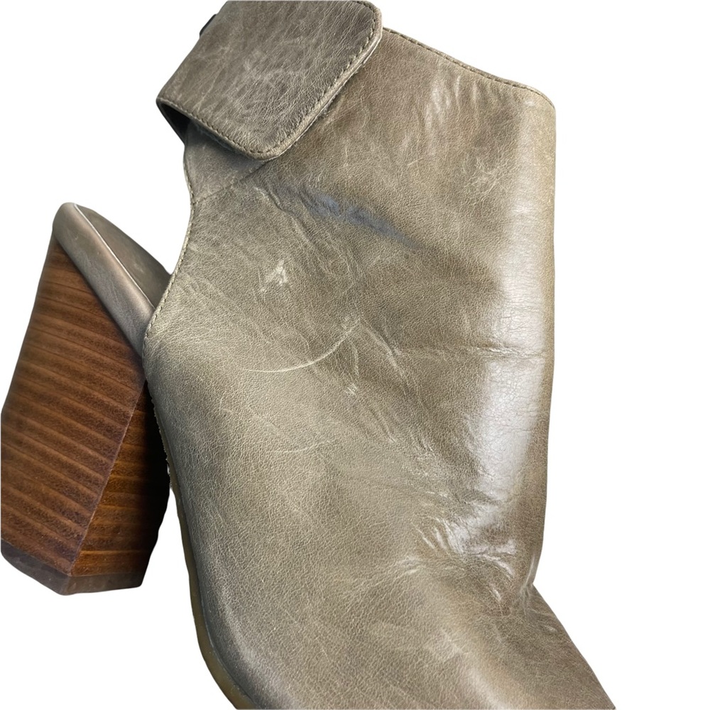 RUDSAK Women's Taupe Gray Leather Open-toe Ankle Block Heels Booties Size 38 - Picture 2 of 13